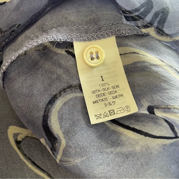 Forte_Forte Blue Purple Silk Floral Hidden Button Placket Blouse EUC Size I/4/S - Picture 6 of 11